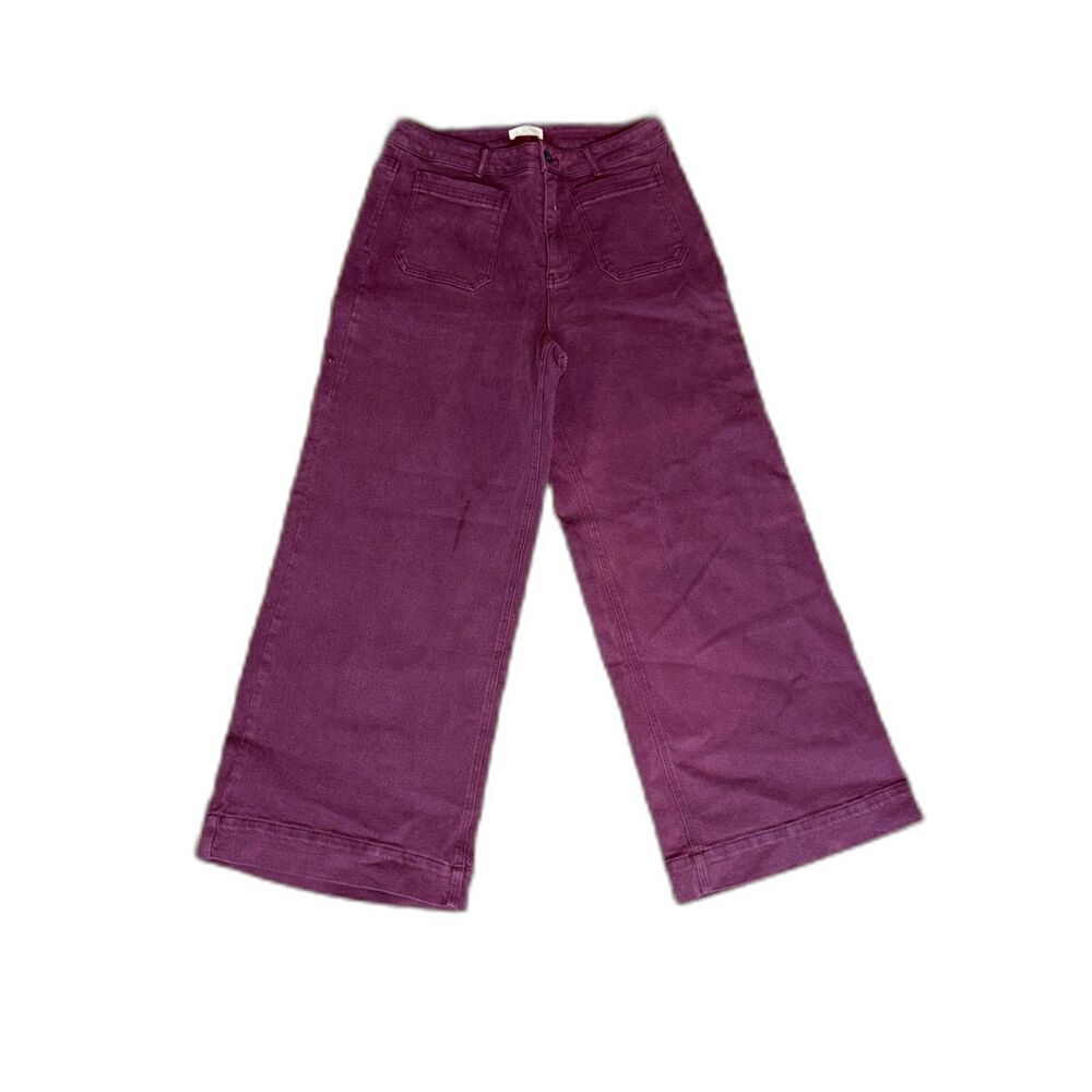 78 & Sunny Women's Wide Leg Plum Purple Pants High Rise Size 12 Pockets